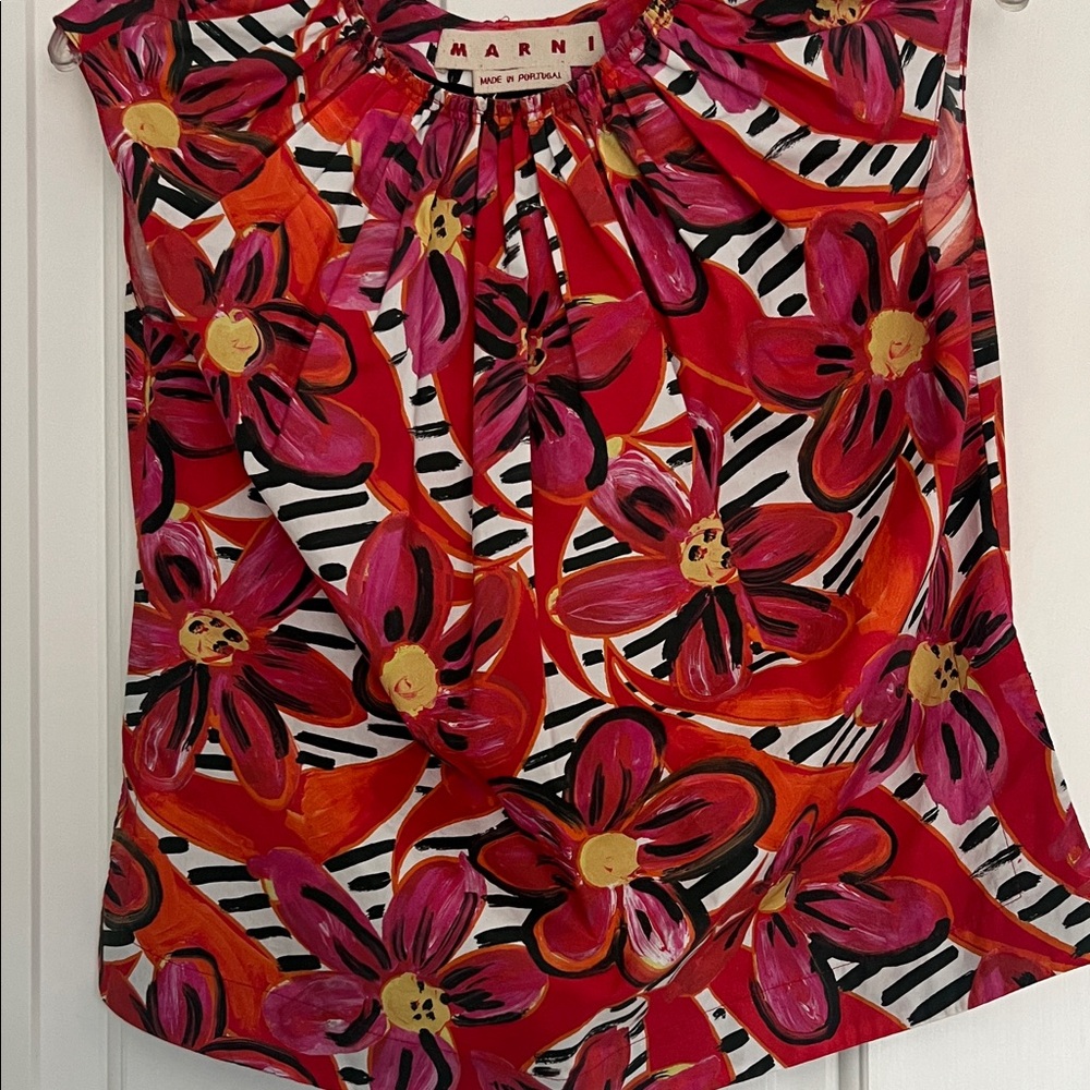 Marni Red and Orange Floral Top